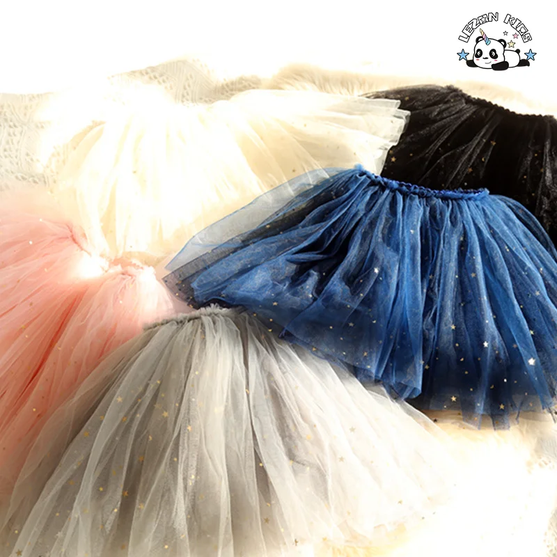 LEZONKIDS - Hot Selling Baby Girls Tutu Dress Kids Solid Color 4-Layer Elastic Waist Short Tulle Princess Tiered Tutu Children's Skirt